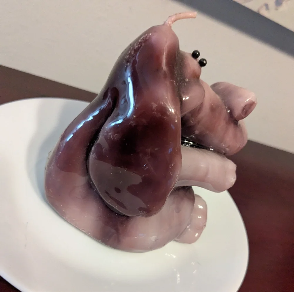 Vintage Northern Lights Candle Elephant Purple Shiny Trunk Up 5
